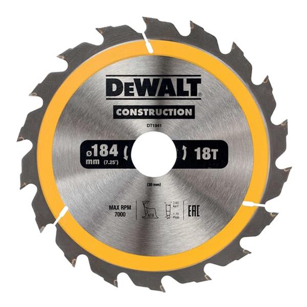 DeWaltConstruction Circular Saw Blade Corded - Fast Cut 184mm 18T - DT1941