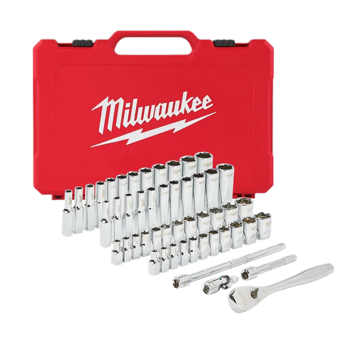 Milwaukee 1/4 Drive Ratchet & Socket Set Metric Imperial -50pcs