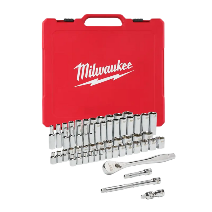 Milwaukee 3/8 Drive Ratchet & Socket Set Metric Imperial -56pcs