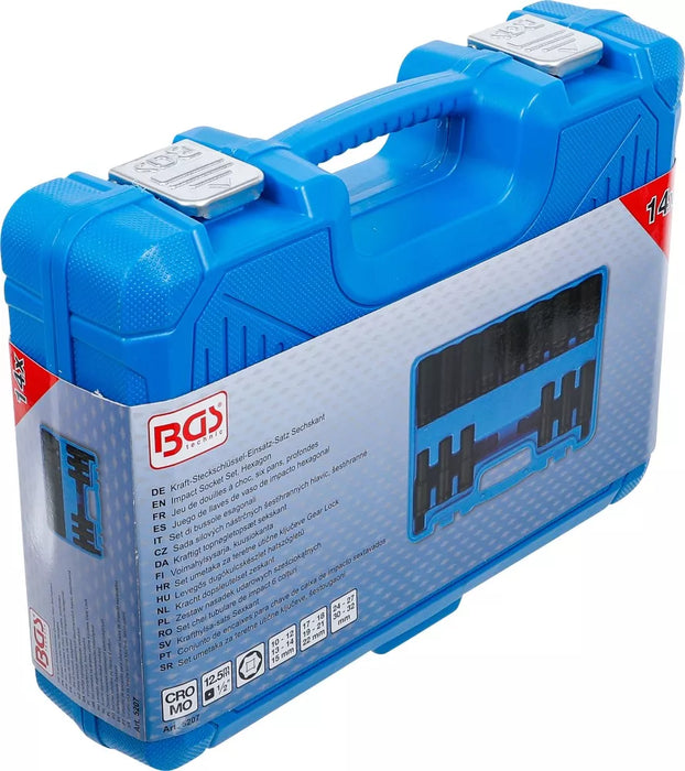 BGS Impact Socket Set, Hexagon | 12.5 mm (1/2") Drive | 10 - 32 mm | 14 pcs.