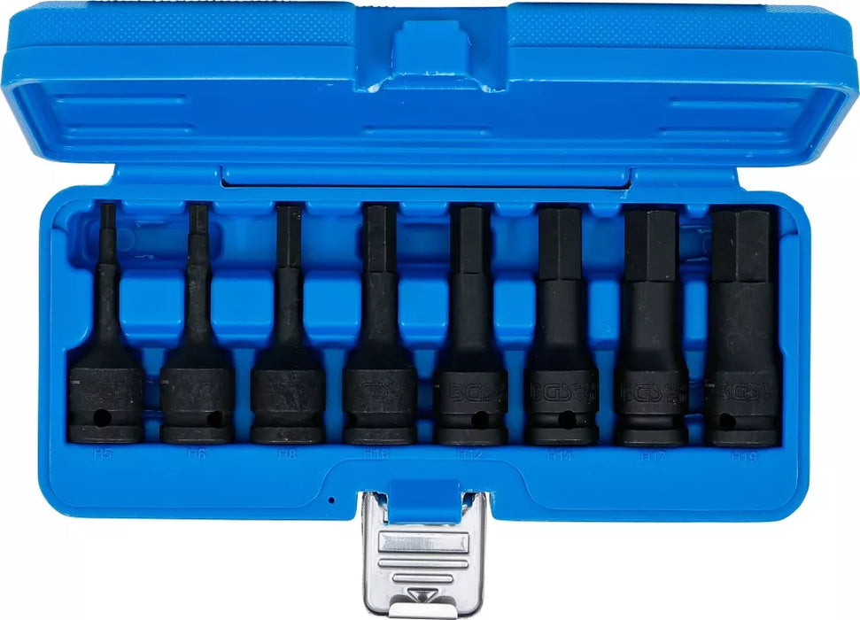 BGS Impact Bit Socket Set | 12.5 mm (1/2") Drive | internal Hexagon 5 - 19 mm | 8 pcs.