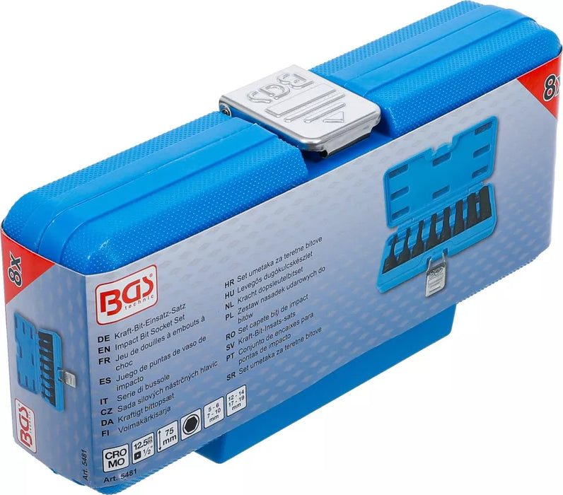 BGS Impact Bit Socket Set | 12.5 mm (1/2") Drive | internal Hexagon 5 - 19 mm | 8 pcs.